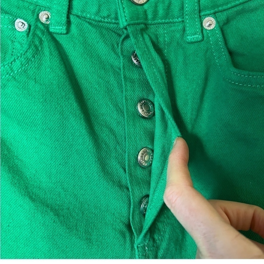 Topshop Kort High Rise Bright Green Jeans never worn Size 2 Wide Leg - Picture 5 of 8